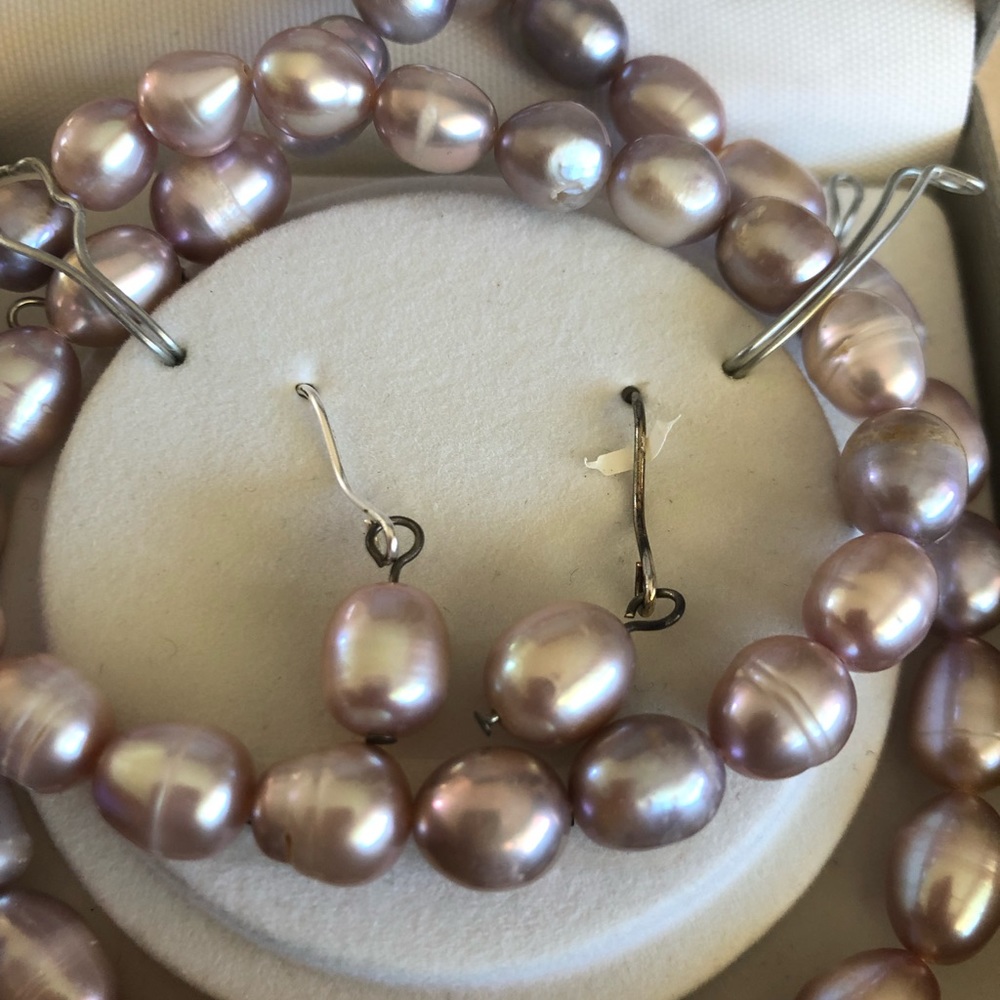 Real freshwater pearl necklace earring set